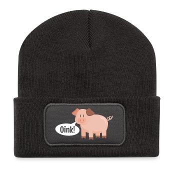 Pig Oink - Recycelte Patch Beanie - Dunkelgrau - Vorne