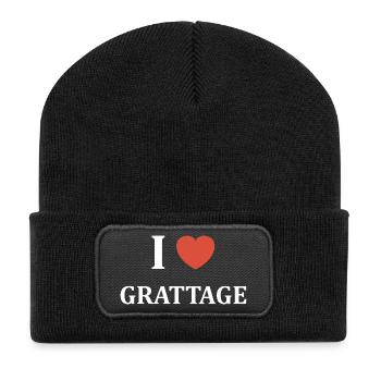 I like Scratching — Red Heart - Recycled Patch Beanie - black - Front