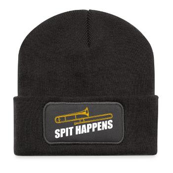 Spit happens trombone trombone player trombonist - Recycled Patch Beanie - dark grey - Front