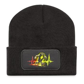 Energy Drink Koffein Taurin - Recycelte Patch Beanie - Dunkelgrau - Vorne