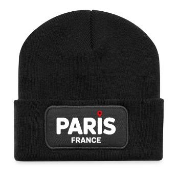 Paris France Frankreich Reise - Recycelte Patch Beanie - Schwarz - Vorne