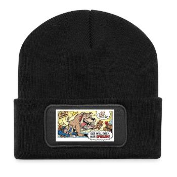 He just wants to play - Recycled Patch Beanie - black - Front