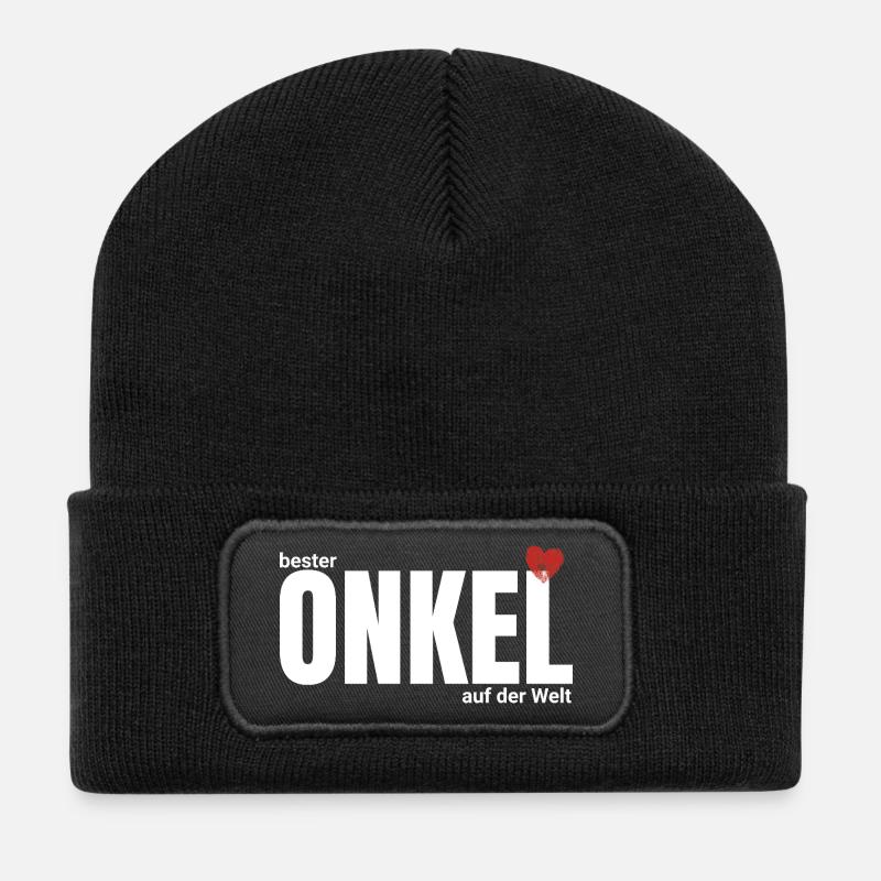 Bester Onkel der Welt – Großschrift - Recycelte Patch Beanie - Schwarz