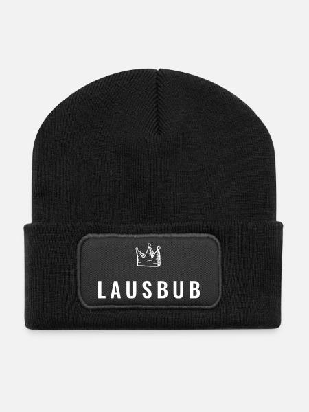 Kleiner Lausbub mit Krone – Frechdachs Edition - Recycelte Patch Beanie - Schwarz