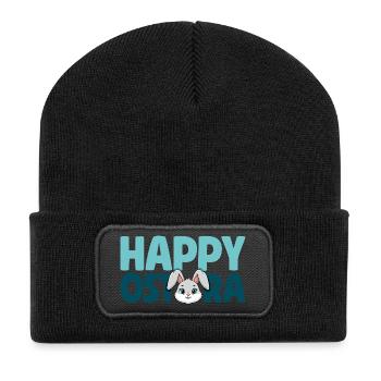 Happy Ostara Rabbit Bunny Easter Ostara - Recycled Patch Beanie - black - Front