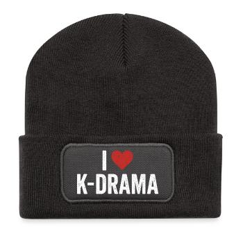 Koreanisches Drama K-Drama Liebhaber Kdrama - Recycelte Patch Beanie - Dunkelgrau - Vorne