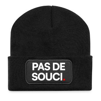 PAS DE SOUCI. – Humour Minimaliste Expression - Beanie recyclé à patch - noir - Devant