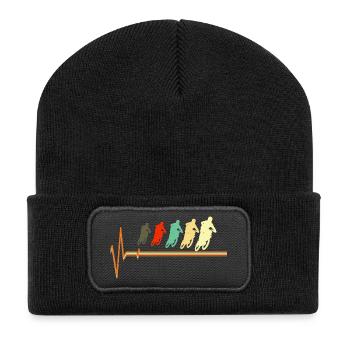 Dirt Racing Heartbeat Retro Motocross Pulse - Recycelte Patch Beanie - Schwarz - Vorne