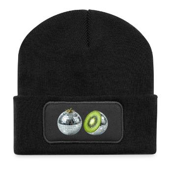 Kiwi Disco Mirror Ball - Recycled Patch Beanie - black - Front