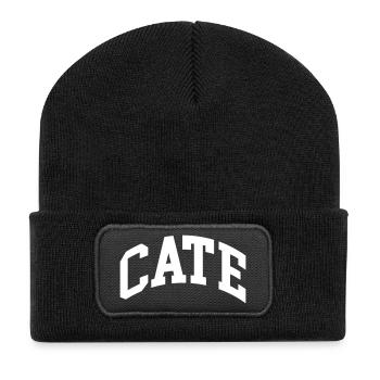 Cate - Recycelte Patch Beanie - Schwarz - Vorne