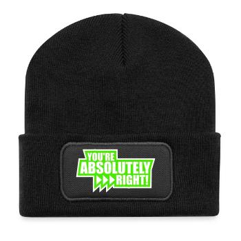 You're Absolutely Right Lustig Sarkastisch KI Logo - Recycelte Patch Beanie - Schwarz - Vorne