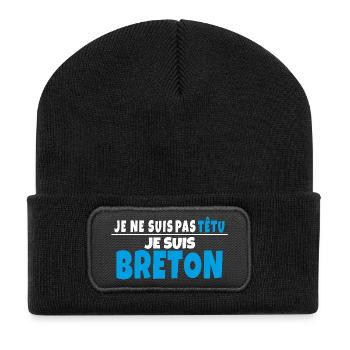 T-shirt Humour Breton Je ne suis pas têtu - Beanie recyclé à patch - noir - Devant
