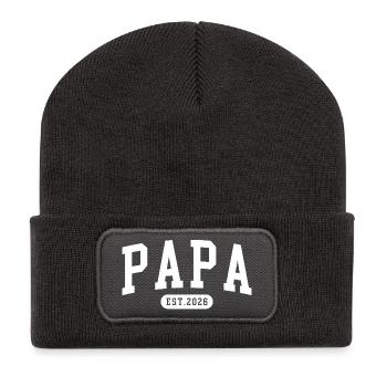 Papa 2026 Est 2026 Statement Design - Recycelte Patch Beanie - Dunkelgrau - Vorne