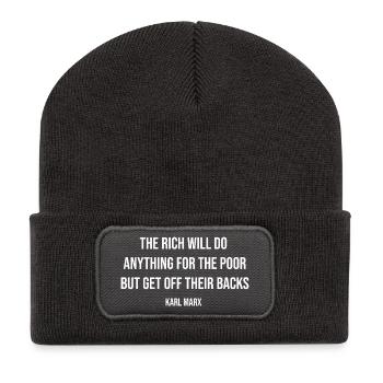Retour de Bâton Marx Riches contre Pauvres - Beanie recyclé à patch - charbon - Devant