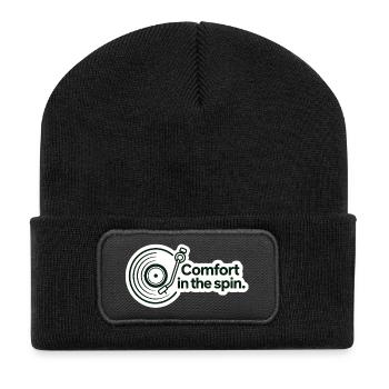 Comfort in the spin Retro Vinyl - Recycled Patch Beanie - black - Front
