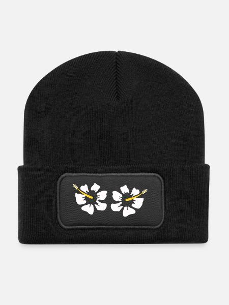 Hawaiiblume Hibiskus Hibiskusblüte Geschenk - Recycelte Patch Beanie - Schwarz