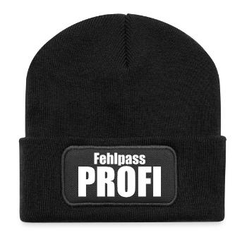 Fehlpass PROFI - Recycelte Patch Beanie - Schwarz - Vorne