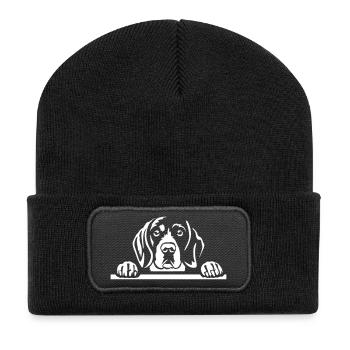 Beagle Kopf "Black Edition" - Recycelte Patch Beanie - Schwarz - Vorne