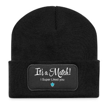 C’est un match ! Je t’aimais super bien - Beanie recyclé à patch - noir - Devant