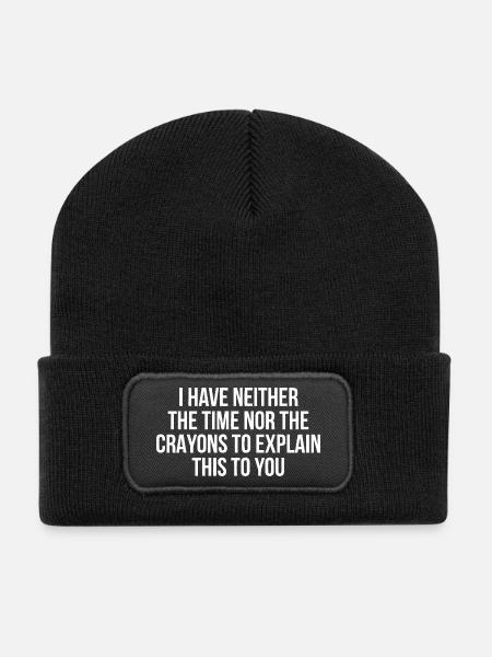 Keine Zeit und keine Wachsmalstifte - Recycelte Patch Beanie - Schwarz