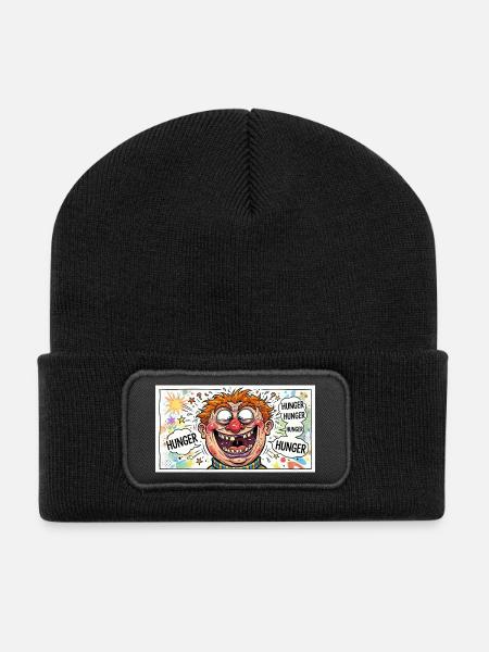 Hunger Clown Pop Art Motiv - Recycelte Patch Beanie - Schwarz