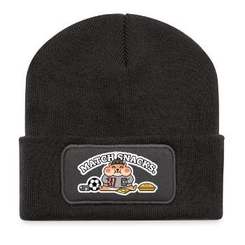 Match de hamster de foot drôle | Fan de snacks de football - Beanie recyclé à patch - charbon - Devant
