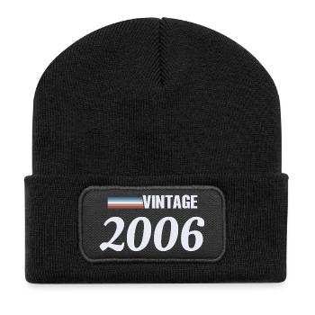 20 Jahre altes T-Shirt Geboren 2006 Vintage - Recycelte Patch Beanie - Schwarz - Vorne