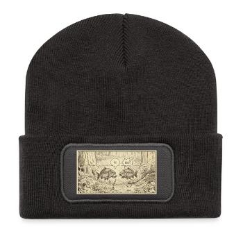 Fish talk in the pond - Recycled Patch Beanie - dark grey - Front