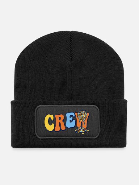 Retro Crew Disco Ball Party Team Cohesion - Recycled Patch Beanie - black