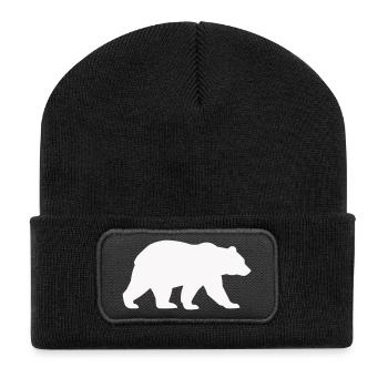 Silhouette d’ours - Beanie recyclé à patch - noir - Devant