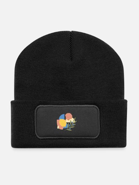 Summer Shell Leaf Collage - Recycled Patch Beanie - black