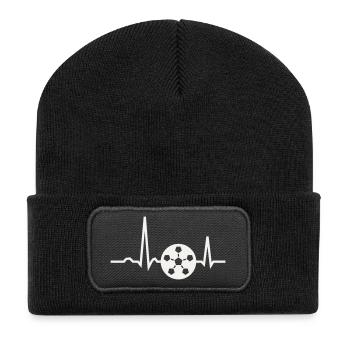 Fußball Herzschlag EKG Linie Fußballfan Geschenk - Recycelte Patch Beanie - Schwarz - Vorne