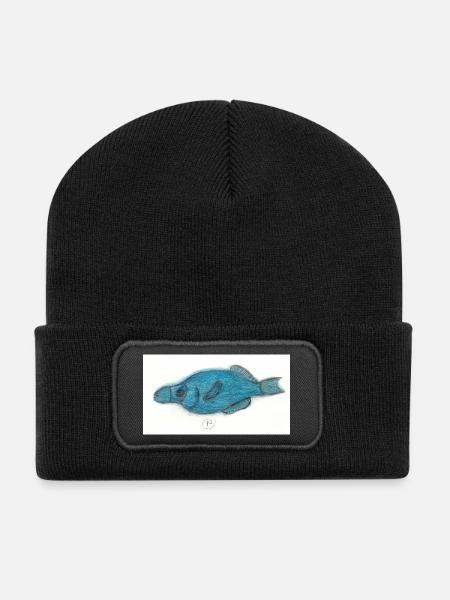 Vogellippfisch - Recycelte Patch Beanie - Schwarz