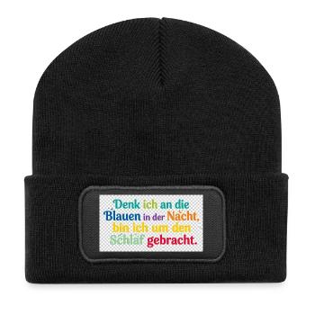 Bunte Nachtgedanken Schlafzitat - Recycelte Patch Beanie - Schwarz - Vorne