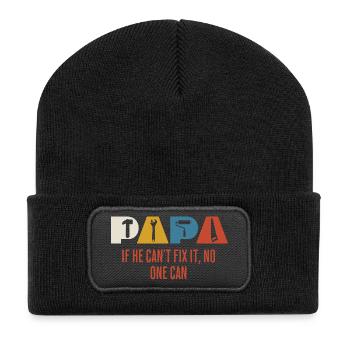 Toolword Motto If He Can't Fix It - Recycelte Patch Beanie - Schwarz - Vorne
