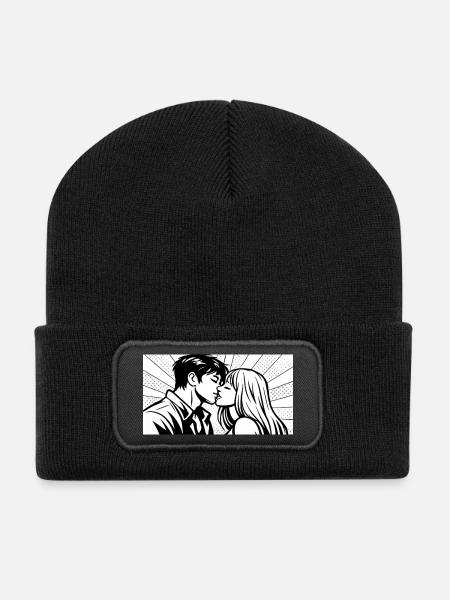 L’amour en mouvement - Beanie recyclé à patch - noir