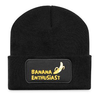 Banana Enthusiast Logo - Recycelte Patch Beanie - Schwarz - Vorne