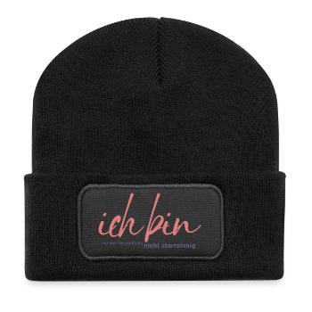 Ich bin nur aus Verzweiflung nicht starrsinnig - Recycelte Patch Beanie - Schwarz - Vorne