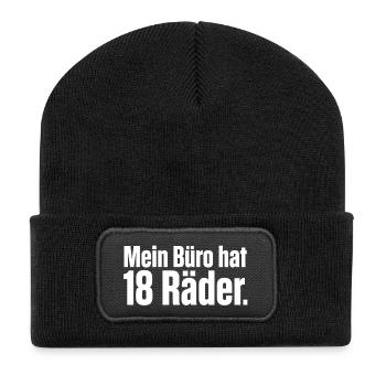 Mein Büro hat 18 Räder - LKW Fahrer, Fernfahrer - Recycelte Patch Beanie - Schwarz - Vorne
