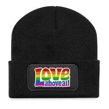Love Above All | Rainbow Pride Design - Recycled Patch Beanie - black - Front