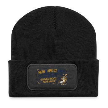 Mein Name ist Hase - Recycelte Patch Beanie - Schwarz - Vorne