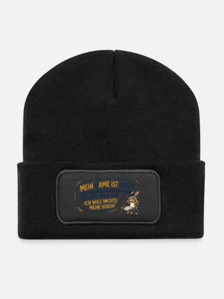 Mein Name ist Hase - Recycelte Patch Beanie - Schwarz