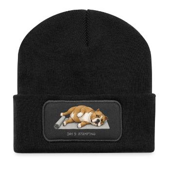 American Bully Yoga Dog Jour 3 tentative - Beanie recyclé à patch - noir - Devant