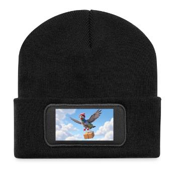 Un joli pigeon volant livrant un colis - Beanie recyclé à patch - noir - Devant