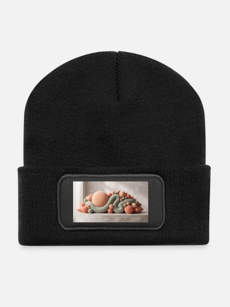 Abstract sculptural composition with soft velvet - Recycelte Patch Beanie - Schwarz