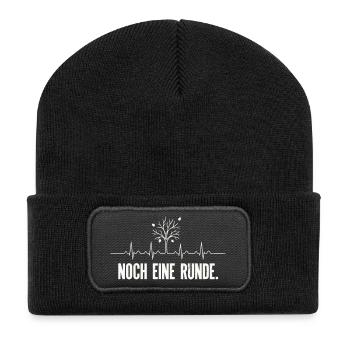 Noch Eine Runde Herzschlag Baum - Recycelte Patch Beanie - Schwarz - Vorne
