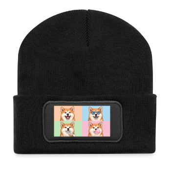 Hunde Akita Hund - Recycelte Patch Beanie - Schwarz - Vorne