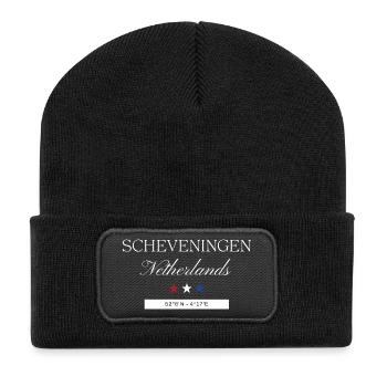 Scheveningen Niederlande Souvenir – Reise - Recycelte Patch Beanie - Schwarz - Vorne