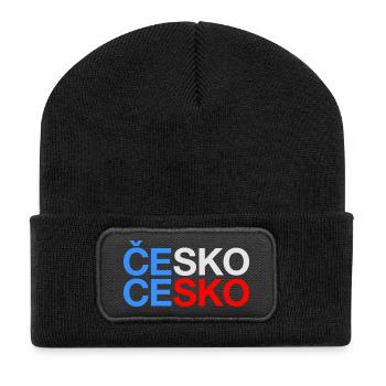 Czech Republic Tschechien Tschechische Flagge - Recycelte Patch Beanie - Schwarz - Vorne