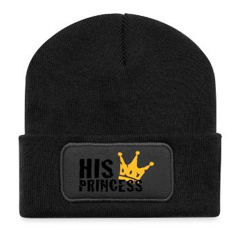 His Princess - Recycelte Patch Beanie - Schwarz - Vorne
